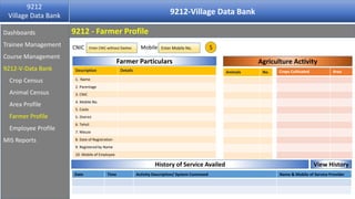 Dashboards
Trainee Management
Course Management
9212-V-Data Bank
Crop Census
Animal Census
Area Profile
Farmer Profile
Emp...