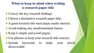 Declarative Title Examples Prac 4.pptx the face of your research paper | PPTX