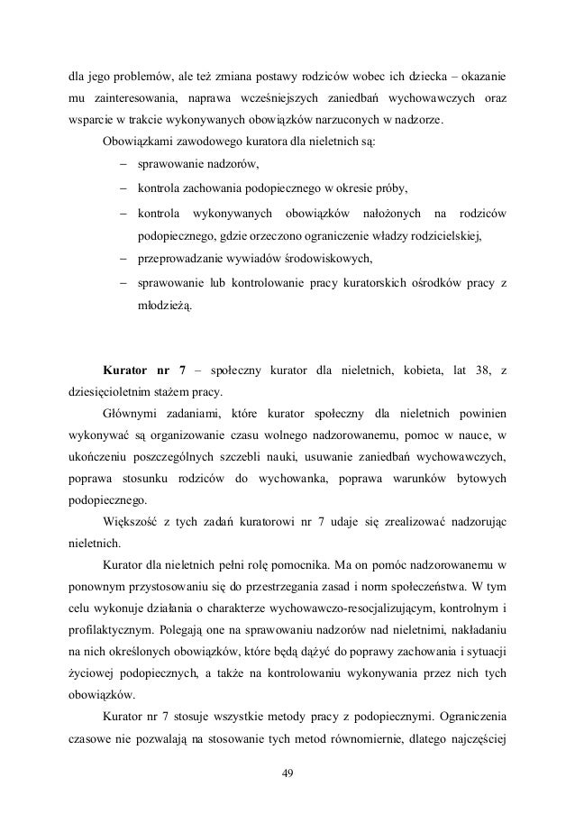Praca Licencjacka Zadania Kuratora Sądowego Wynikające Z Przepisów а