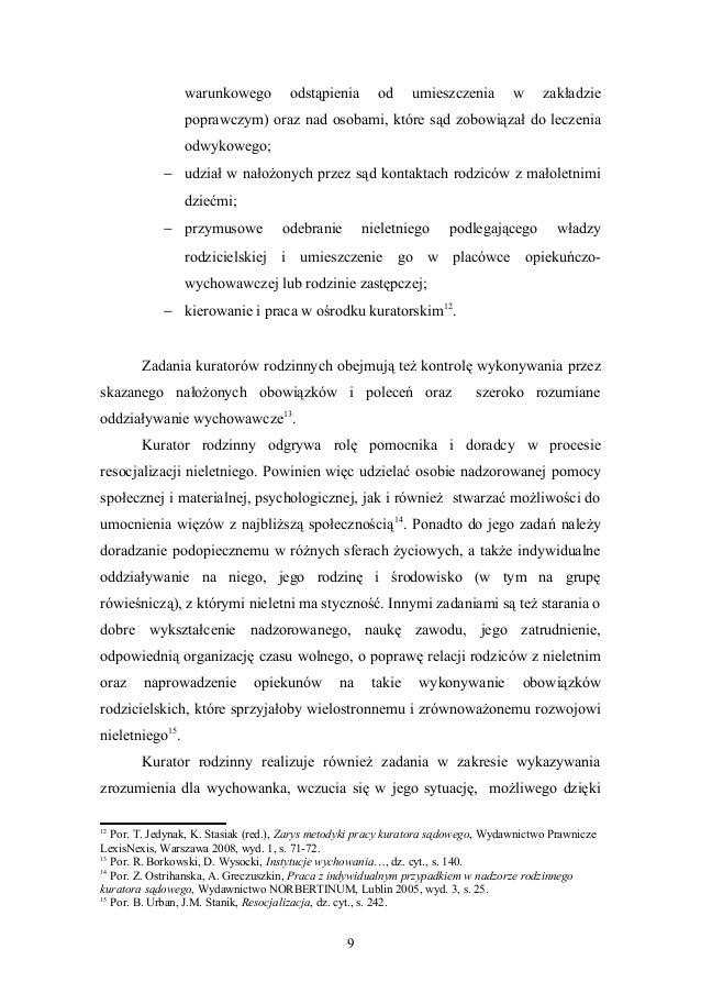 Praca Licencjacka Zadania Kuratora Sądowego Wynikające Z Przepisów а