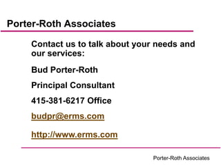 Porter-Roth Associates Capability Presentation