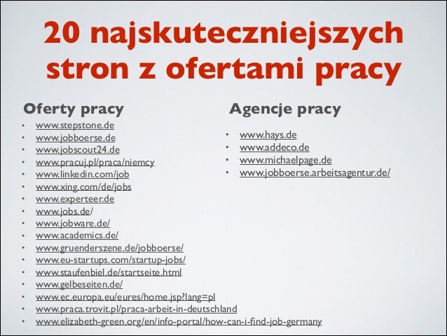 Strony z ofertami pracy