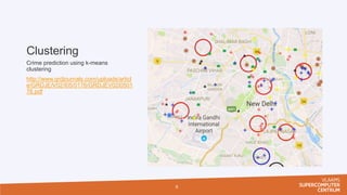 Clustering
Crime prediction using k-means
clustering
http://www.grdjournals.com/uploads/articl
e/GRDJE/V02/I05/0176/GRDJEV02I0501
76.pdf
8
 