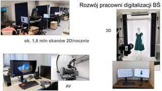 Rozwój pracowni digitalizacji BŚ
ok. 1,6 mln skanów 2D/rocznie
AV
3D
 