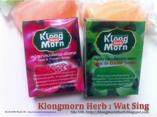 Site URL:http://klongmorntherb.blogspot.comโดย ผศ.ประชิด ทิณบุตร URL : http://chainatbrand.blogspot.com
 