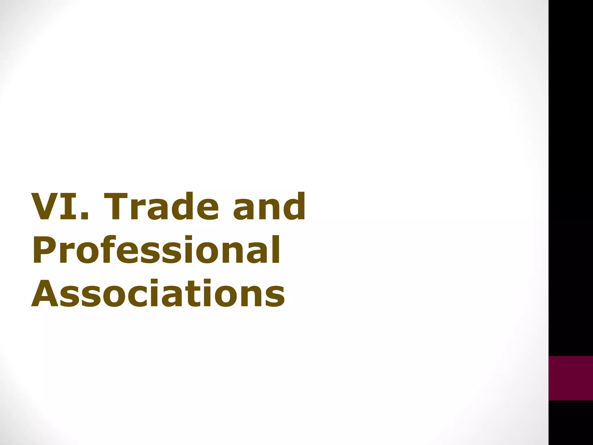 VI. Trade and
Professional
Associations
 