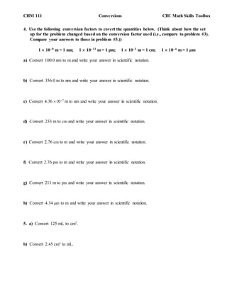 Practice Problems Conversions Blank