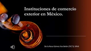 Instituciones de comercio
exterior en México.

De la Rosa Gómez Ilse Belén (TIC’S) 1RV6

 