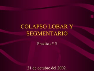COLAPSO LOBAR Y SEGMENTARIO Practica # 5 21 de octubre del 2002. 