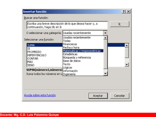 Docente: Mg. C.D. Luis Palomino Quispe
 