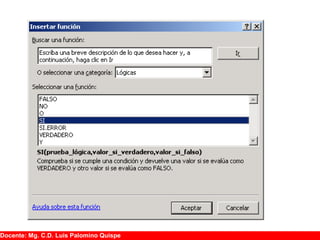 Docente: Mg. C.D. Luis Palomino Quispe
 