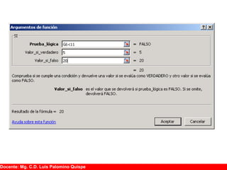 Docente: Mg. C.D. Luis Palomino Quispe
 
