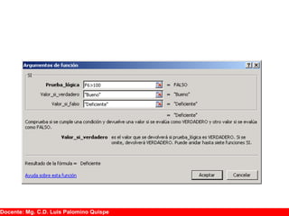 Docente: Mg. C.D. Luis Palomino Quispe
 