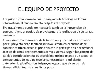 PROYECTOS DE INVESTIGACION APLICADAExisten menos grados de libertad y se pueden marcar algunos objetivos a conseguir, no bastante el riesgo sigue siendo alto en este tipo de proyectos. Es en este tipo donde empieza aplicarse el concepto del proyecto definido anteriormente, ya que cada investigacion ira dirigida a un proposito determinado y se le asignaran unos recursos, aunque estos pueden ser cambiantes con el tiempo.