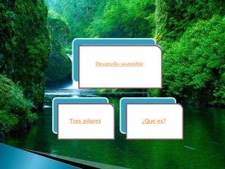 Desarrollo sostenible




Tres pilares                 ¿Que es?
 