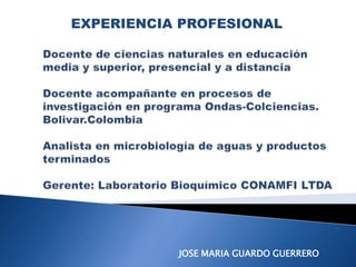 EXPERIENCIA PROFESIONAL
JOSE MARIA GUARDO GUERRERO
