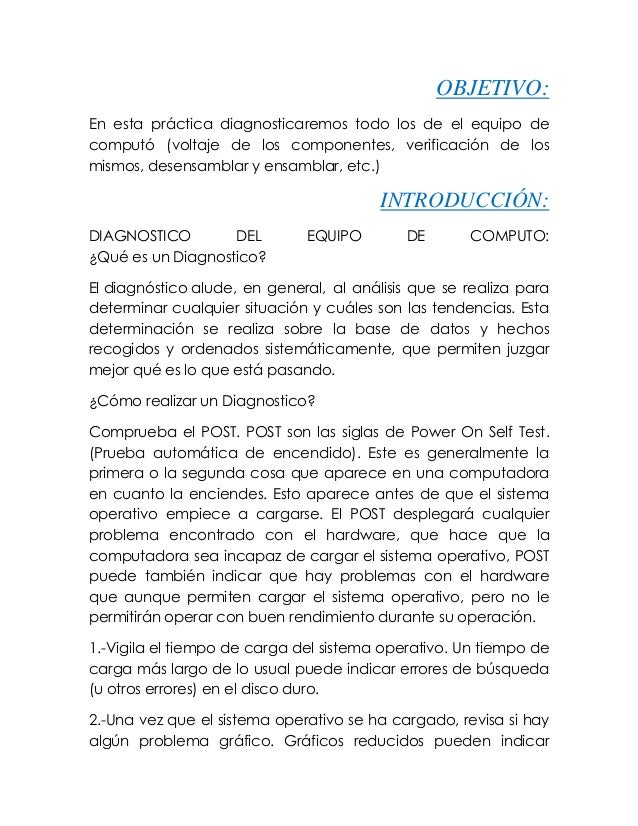 Diagnóstico del equipo de cómputo