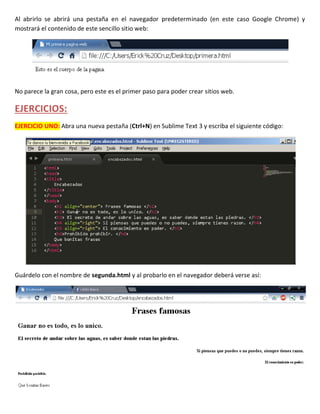 Practica 1 HTML - Introducción al entorno de desarrollo | PDF