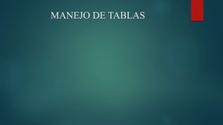 MANEJO DE TABLAS
 