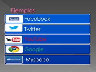 Facebook
Twitter
YouTube
Google
Myspace
 