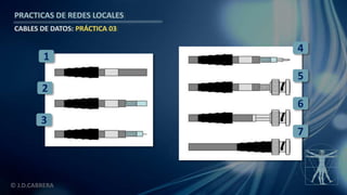 © J.D.CABRERA
PRACTICAS DE REDES LOCALES
CABLES DE DATOS: PRÁCTICA 03
1
2
3
4
5
6
7
 