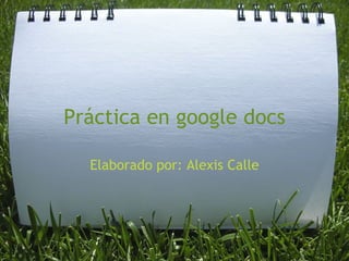 Práctica en google docs Elaborado por: Alexis Calle 