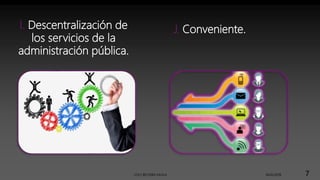 I. Descentralización de
los servicios de la
administración pública.
J. Conveniente.
06/02/2018LESLY BECERRA DAVILA 7
 