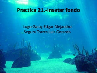 Practica 21.-Insetar fondo

  Lugo Garay Edgar Alejandro
  Segura Torres Luis Gerardo
 