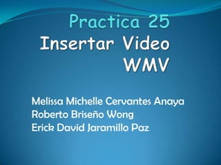 Melissa Michelle Cervantes Anaya
Roberto Briseño Wong
Erick David Jaramillo Paz
 