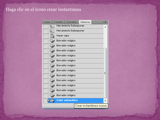 Haga clic en el icono crear instantánea
 