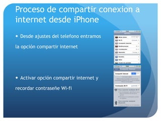 Practica 3 - Redes multimedia -  Compartir conexión wifi iphone Vs MacbookPro