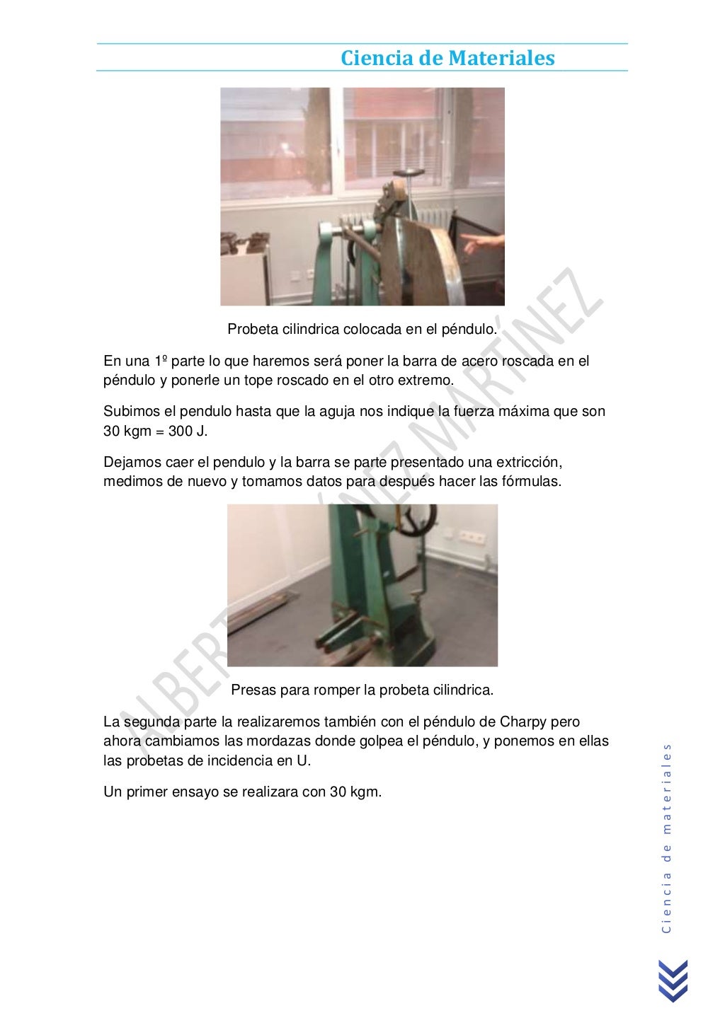 Péndulo de Charpy y Fluencia