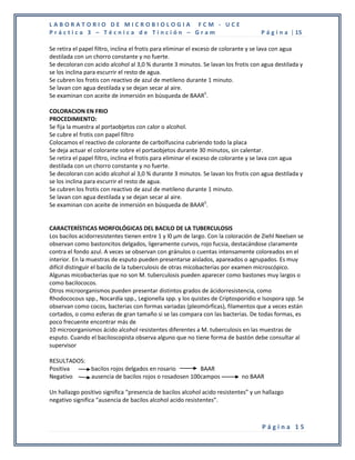 LABORATORIO DE MICROBIOLOGIA FCM - UCE
Práctica 3 – Técnica de Tinción – Gram                                             ...