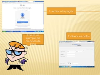 1.- entrar a la página

Este es un
ejemplo de
creación de
blog

2.- llenar los datos

 