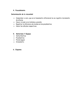 Practica de laboratorio de mecanica de fluidos