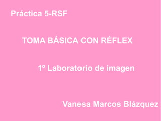 Práctica 5-RSF
TOMA BÁSICA CON RÉFLEX
1º Laboratorio de imagen

Vanesa Marcos Blázquez

 