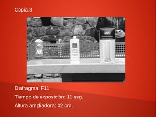 Copia 3




Diafragma: F11
Tiempo de exposición: 11 seg.
Altura ampliadora: 32 cm.
 