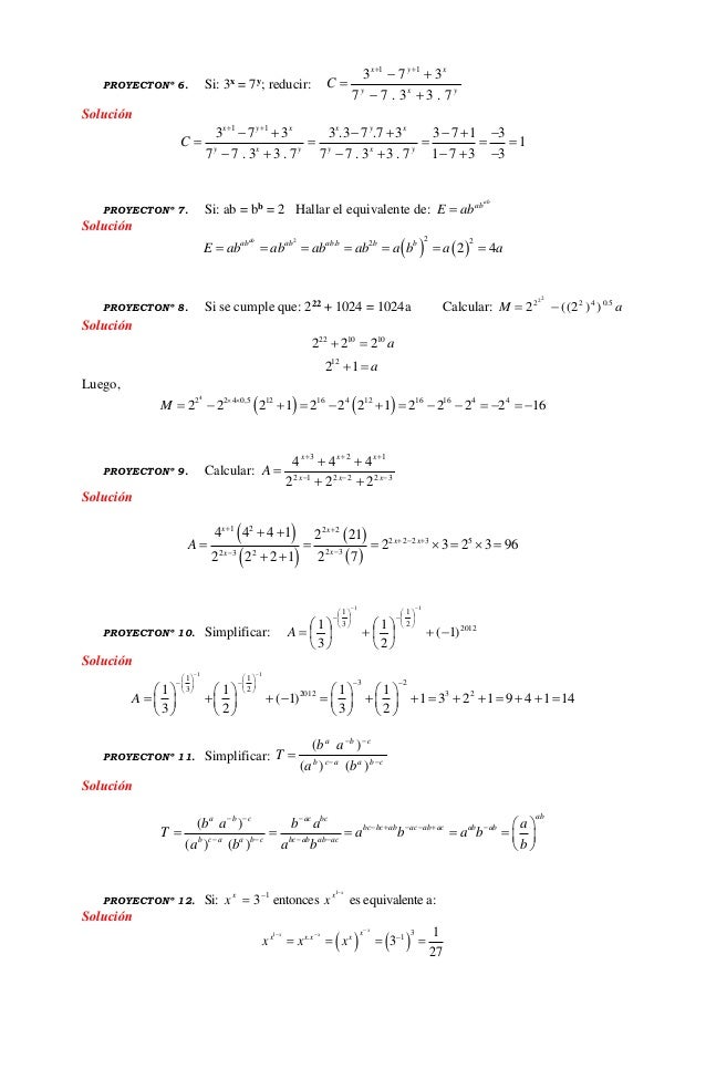 Practica 5 Teoría De Exponentes Ii Solucion