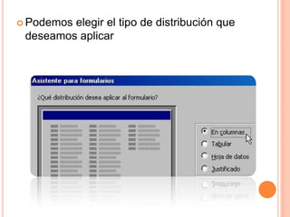 Podemos elegir el tipo de distribución que deseamos aplicar