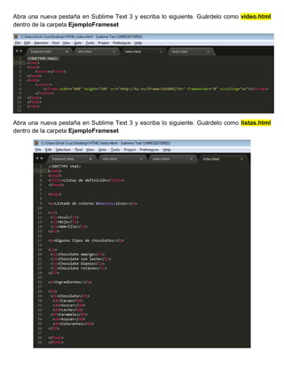 Practica 6 HTML - Frames y frameset | PDF