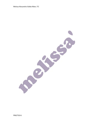 Melissa Alessandra Valdez Mata 2°C




PRACTICA 6
 