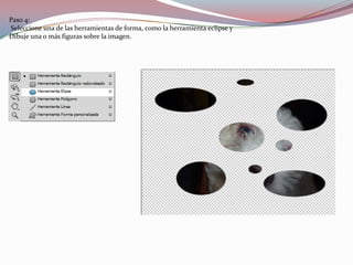 Paso 4:
Seleccione una de las herramientas de forma, como la herramienta eclipse y
Dibuje una o más figuras sobre la imagen.
 