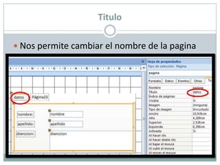 TituloNos permite cambiar el nombre de la pagina