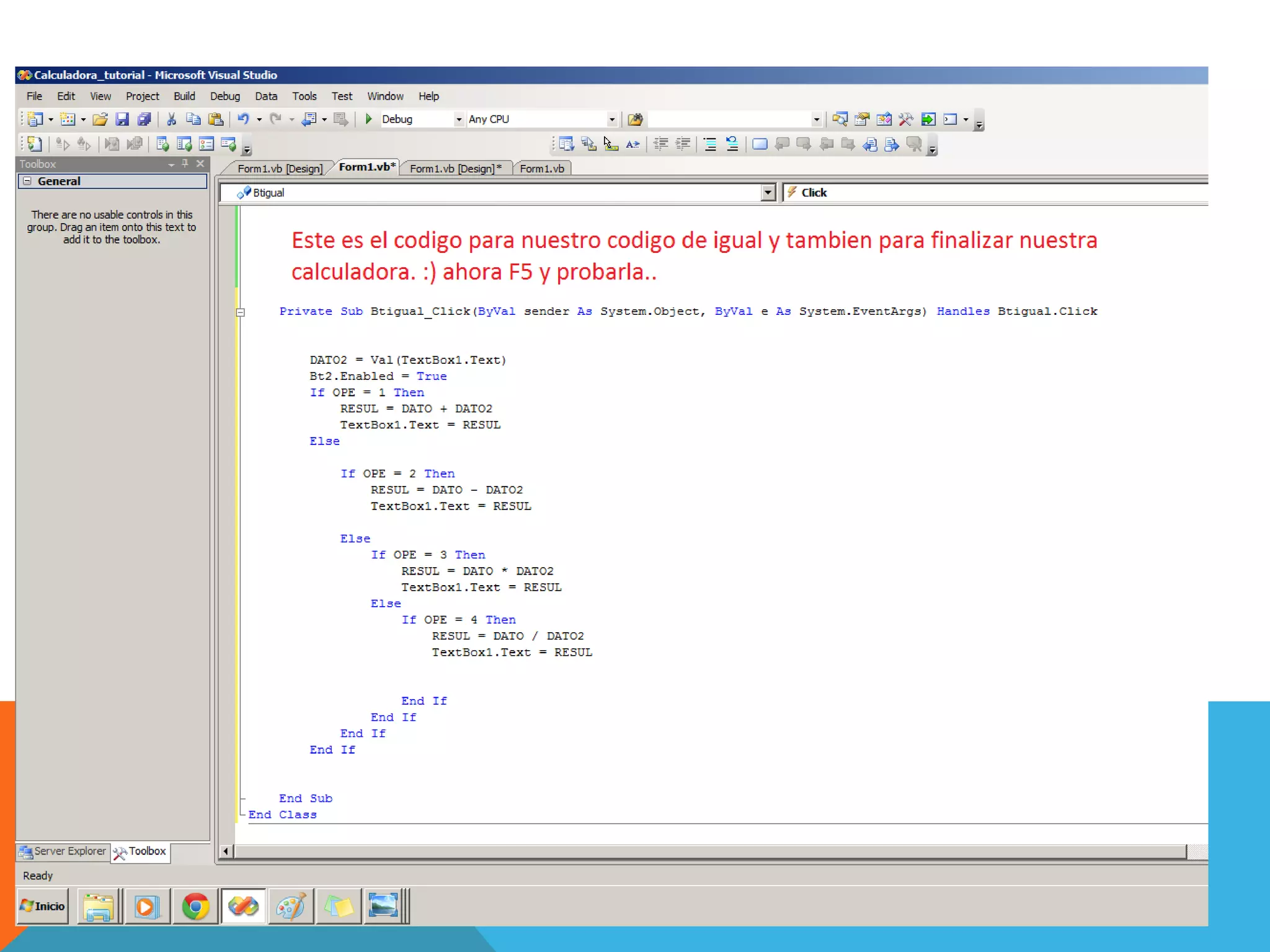 Crear Calculadora visual Studio 2008