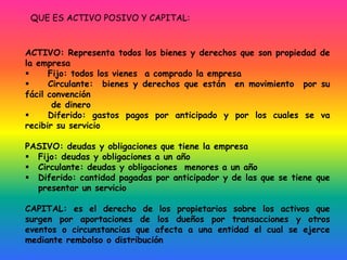CLASIFICACION DEL ACTIVO Y PASIVO