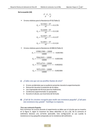 MEDICIÓN DE RESISTENCIA: LEY DE OHM | PDF