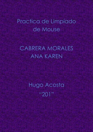 Practica de Limpiado
de Mouse
CABRERA MORALES
ANA KAREN
Hugo Acosta
“201”
 