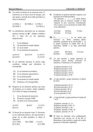 PRÁCTICA DIRIGIDA DE TABLA PERIÓDICA