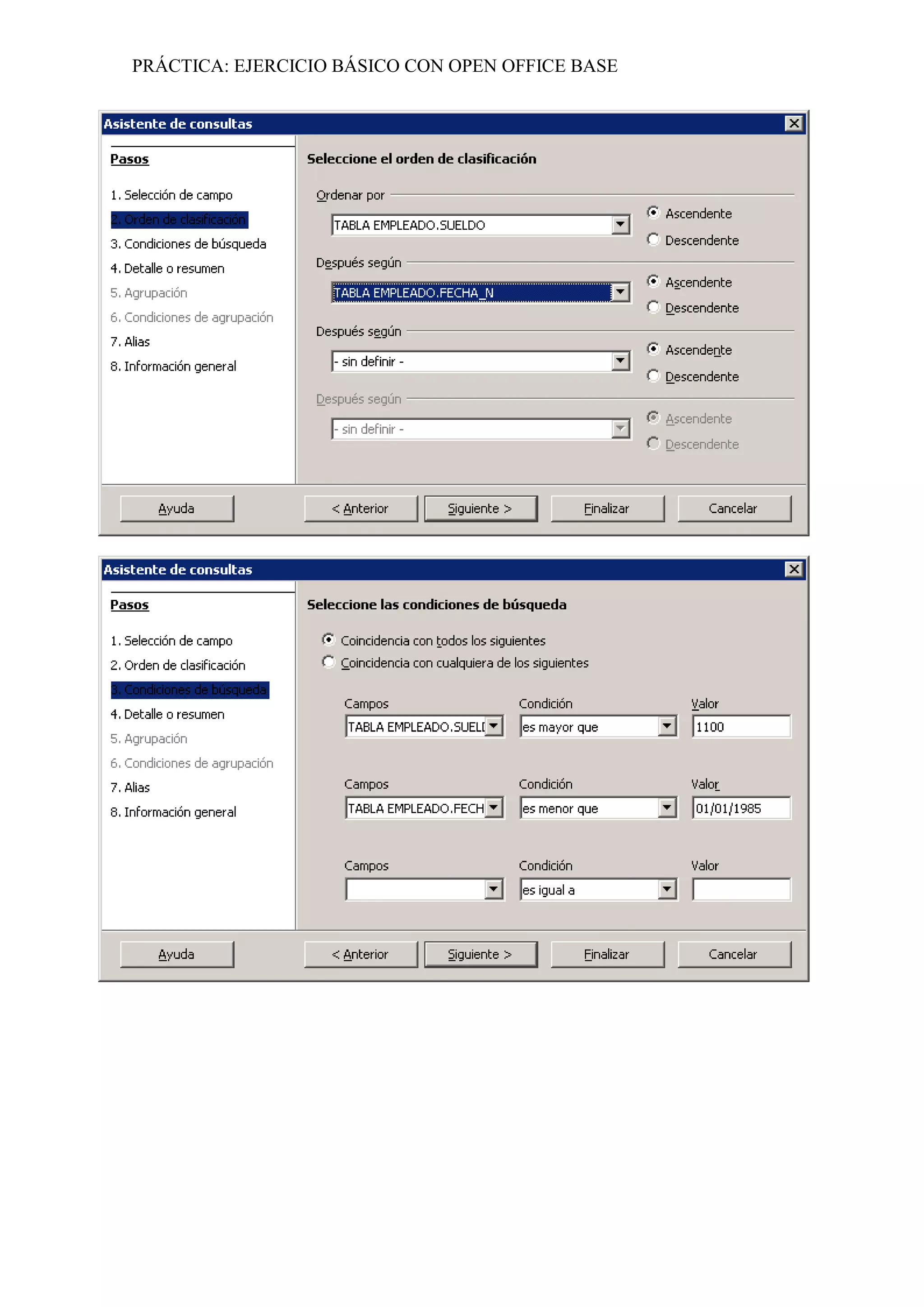 PRÁCTICA: EJERCICIO BÁSICO CON OPEN OFFICE BASE
 