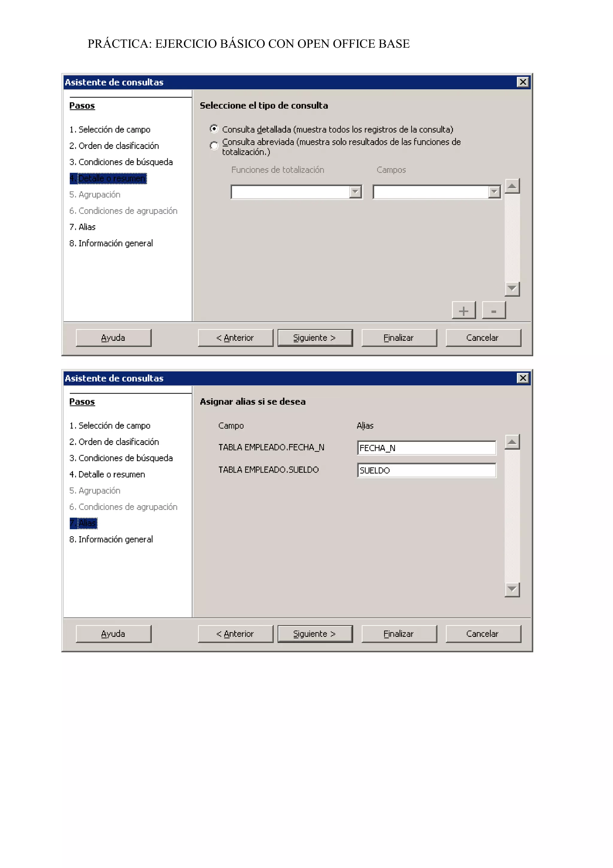 PRÁCTICA: EJERCICIO BÁSICO CON OPEN OFFICE BASE
 